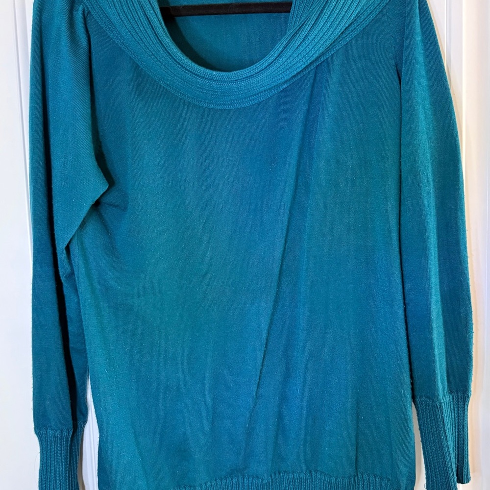 The Limited Teal Cowl Neck Sweater